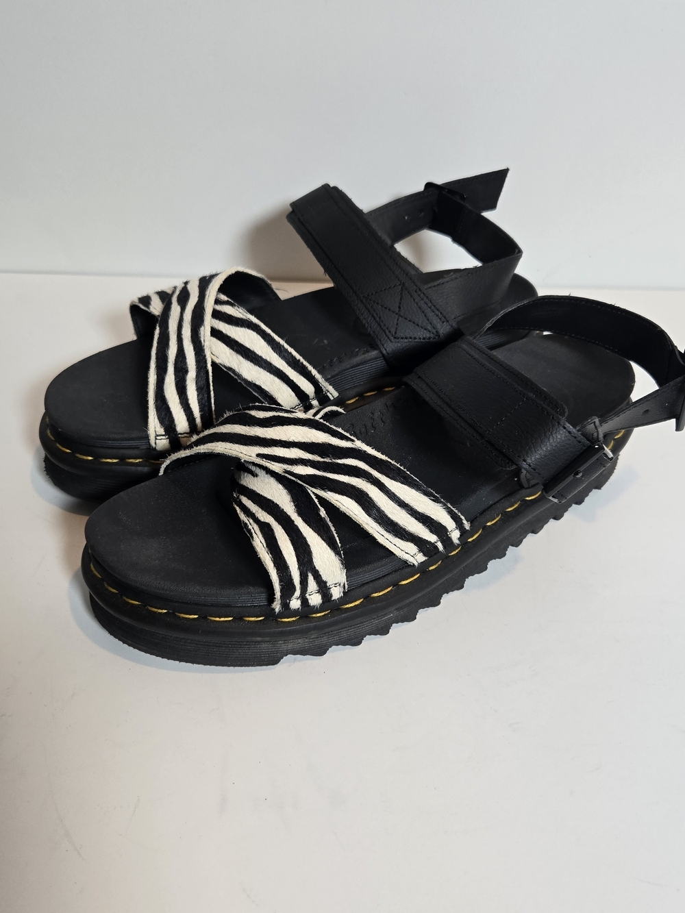 Dr. Martens Black sandals with zebra-print straps